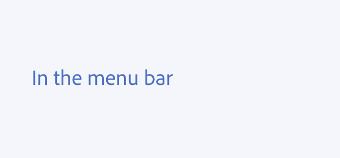 An example of correct usage. In the menu bar.