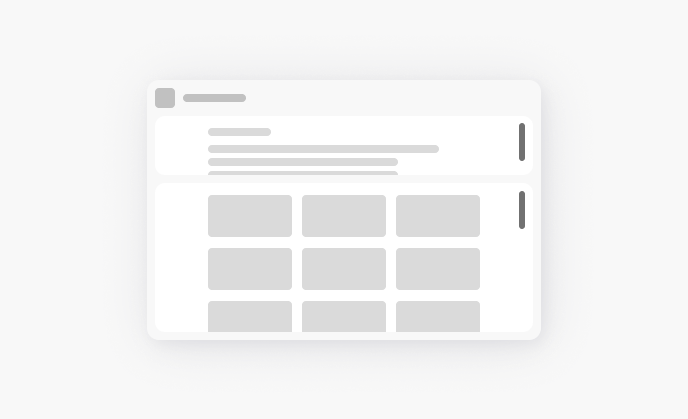 Example of incorrect usage of scrolling in multiple areas, where the page does not scroll as a single unit.