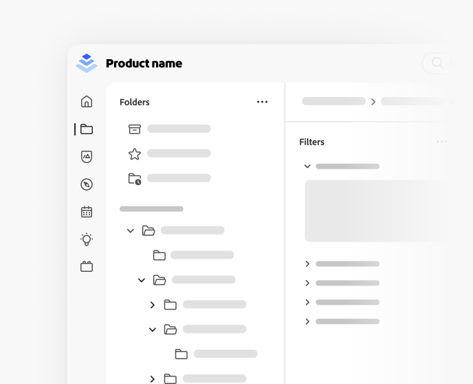 Example of correct usage of including dividers to separate related content. Two sections, the first labeled Folders and the second labeled Filters, are separated by a divider.