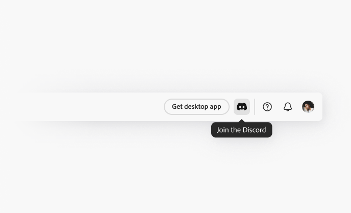 Example of correct usage of using limited call-to-action buttons. One button, label Get desktop app. An icon-only button appears to the right, visible label on hover, Join the Discord.