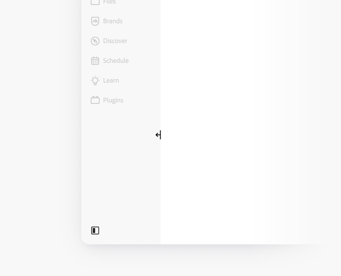 Example of correct usage of side navigation. When drag to resize is enabled, an affordance appears on the edge of the side navigation.