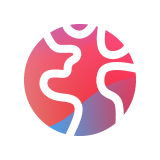 Gradient circular icon with a white branching outline pattern, in red-to-purple tones.