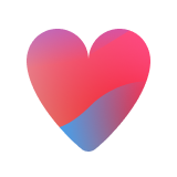 Heart icon in a red-to-purple gradient with a blue wave accent.