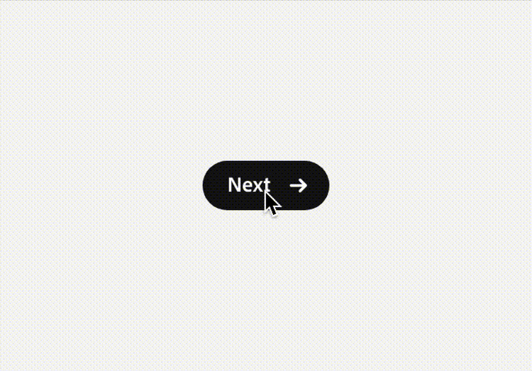 The same black 'Next' button, now with the cursor positioned directly on top of it in a hover or click state.