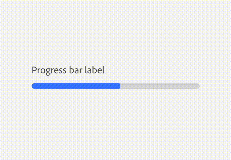 A labeled progress bar reading "Progress bar label," approximately 60% filled in blue with the remaining portion shown in gray.