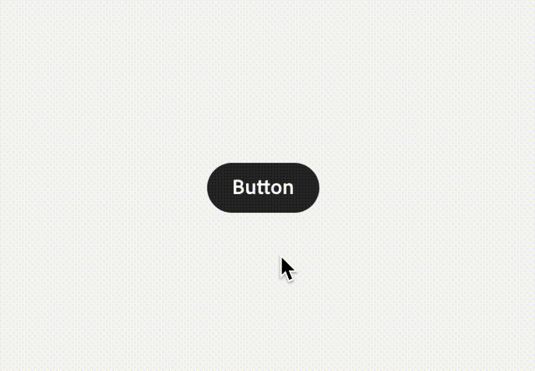 A black pill-shaped button labeled 'Button,' with a cursor positioned below it, before interaction.