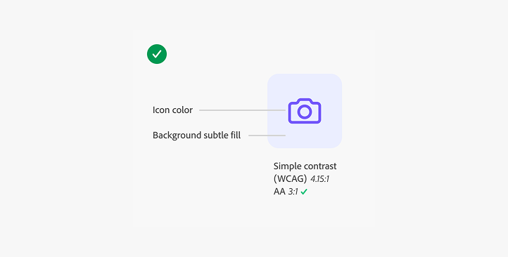Use a background style with a tinted icon. This is both visually appealing and it meets the contrast requirements for accessibility.