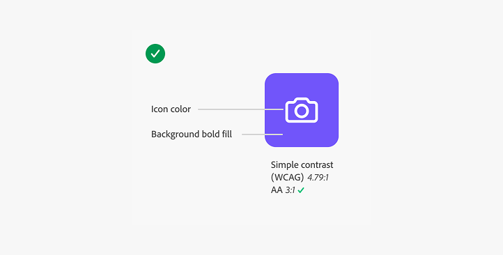 Use a light icon with a background bold fill style to meet color contrast for accessibility.