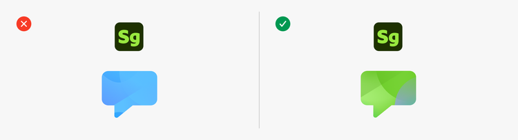 Two icons compared: a blue chat bubble marked incorrect with a red "X," and a green chat bubble marked correct with a green checkmark.