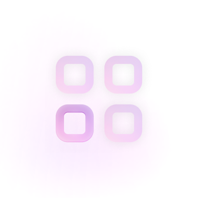 A 2x2 grid of rounded square icons where the bottom-left square is highlighted with a purple gradient and stronger shadow, illustrating how drop shadow supports visual emphasis.