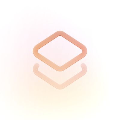 An orange rounded diamond outline with a faint reflection beneath it, illustrating how drop shadow creates a sense of elevation above the surface.