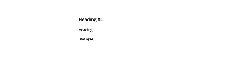 Android heading text style scale showing Heading XL, Heading L, and Heading M.