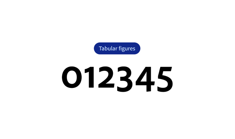 Adobe Clean typeface displaying tabular figures, showing the numerals 0 through 5 in bold weight.