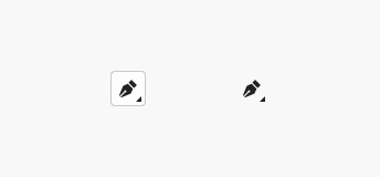 Key example of an action button with a Pen tool icon with a hold icon (a small triangle in the bottom-right corner.)