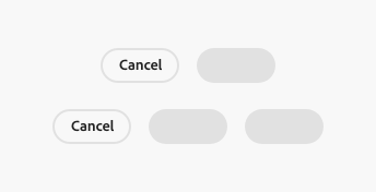 Key example of cancel buttons on the left-most of 2 button groups, one with 2 buttons, the other with 3 buttons, labelled Cancel.