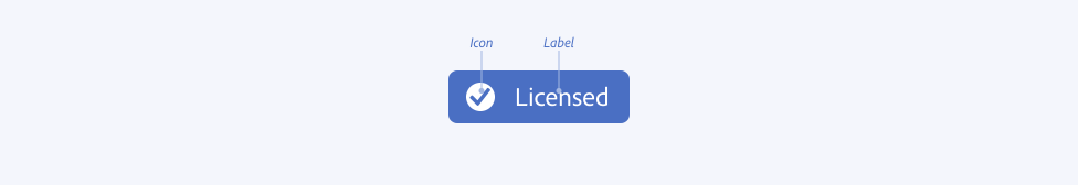 Image illustrating through labels the component parts of a badge, including the label and icon.