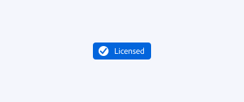 Key example of a blue badge showing how it can easily be confused with Spectrum's buttons. Label, "Licensed."