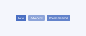 Key example of an item that has been incorrectly assigned multiple badges. Labels, "New," "Advanced," "Recommended."