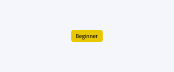 Key example of incorrect way to use a yellow badge, which should only be used for communicating about discounted items. Label, "Beginner."
