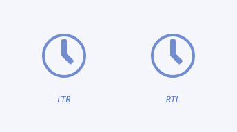 Key example of incorrectly mirroring icons that represent time.
