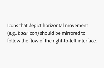 Key example of body typography component in Spectrum for Adobe Express. Sample paragraph text, Icons that depict horizontal movement (e.g., back icon) should be mirrored to follow the flow of the right-to-left interface.