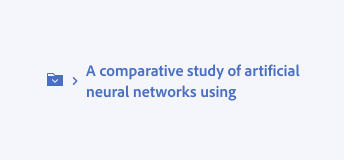 Key example showing incorrect usage of wrapping breadcrumbs. Shows truncation menu and item labelled A comparative study of artificial neural networks using, where label is shown wrapping two lines.