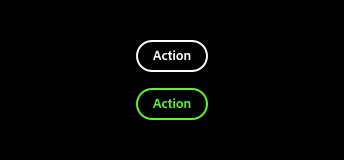 Key example of button in Windows “high contrast black” theme with label “action” and disabled button with label “disabled”.