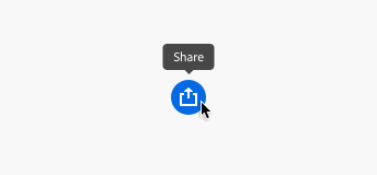 Key examples showing a button without a visible label. Icon for Share, mouse hovered over button showing tooltip label Share.