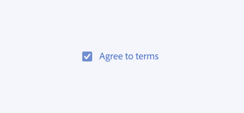 Key example showing the correct usage of a checkbox. A checked is used to "Agree to terms".
