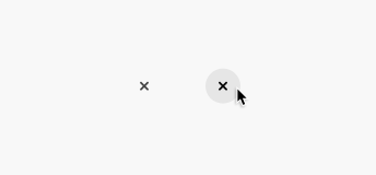 Key example of close buttons in the Spectrum for Adobe Express theme in their default and hover states.