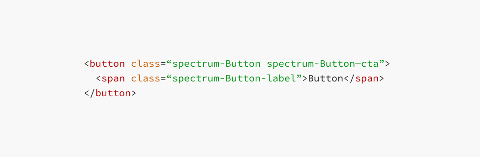Example of code showing HTML markup for Spectrum button.