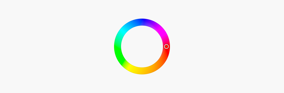 An example of a color wheel with a circular track showing a range of hue.