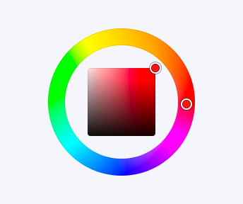 Example of the correct way to place a color are inside a color wheel, with an adequate margin between the two components. 