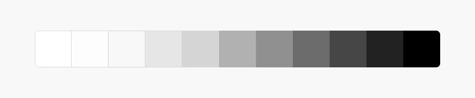 Row of gray squares progressively getting darker from right to left.