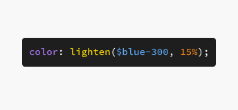 ​​Key example of incorrectly changing color token blue-300 using a lightening function in the application code.