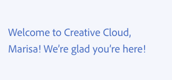Key example of using exclamation marks. Incorrect usage, two exclamation marks at the end of two sentences. Welcome to Creative Cloud, Marisa! We’re glad you’re here!