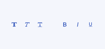 Key example showing correct usage of icons with letters. Icons for "Type," "Bold," "Italic," and "Underline."