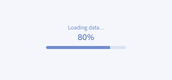 Illustration of a progress bar implemented with a non-preferred custom label center-aligned.