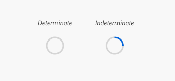 Examples of both a determinate and indeterminate progress circle.