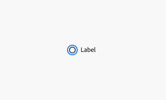 Key example of the keyboard focus behavior for radio buttons. Radio button with placeholder label, not selected, in focus.