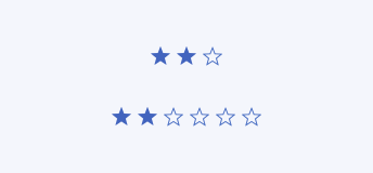 Key example showing incorrect usage of rating. Two ratings, first rating with 3 available stars, second rating with 6 available stars.
