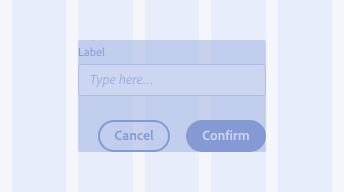Example of a layout region with a text field and two buttons illustrating no internal spacing.