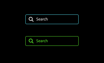 Key example of two search fields in Windows high contrast black theme, one in default state and one in disabled state.