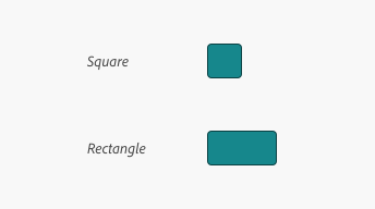 Key example of two swatches showing the shape options available including square and rectangle.