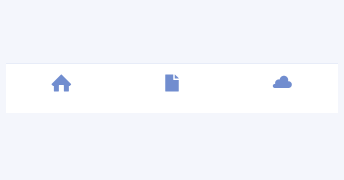 Key example showing incorrect usage of a tab bar. An icon-only tab bar. Three items, icon image of a house, icon image of a piece of paper, and icon image of a cloud. No text labels.
