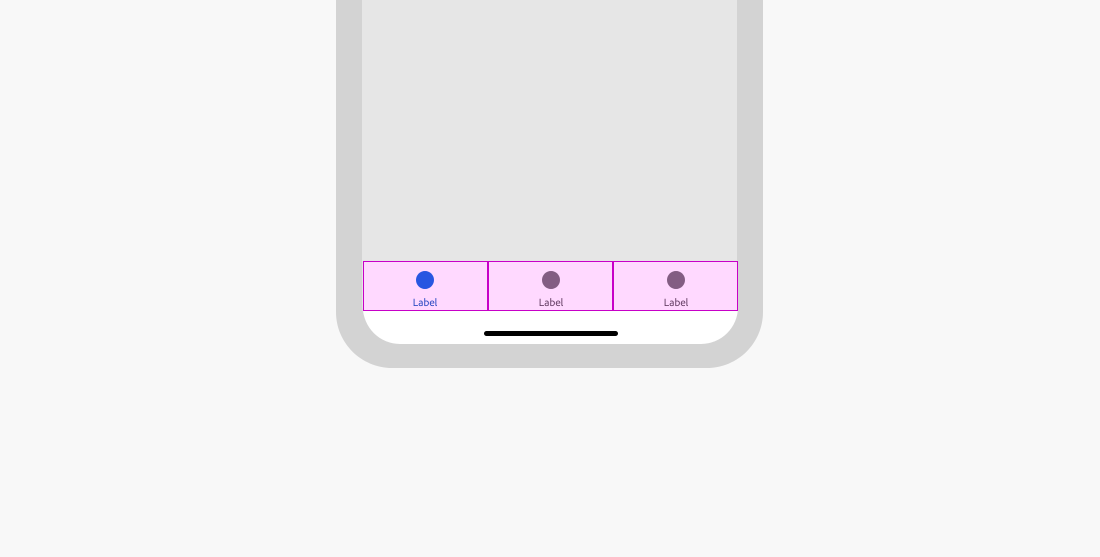 Key example of tab bar items spanning available width of a tab bar in portrait mode.