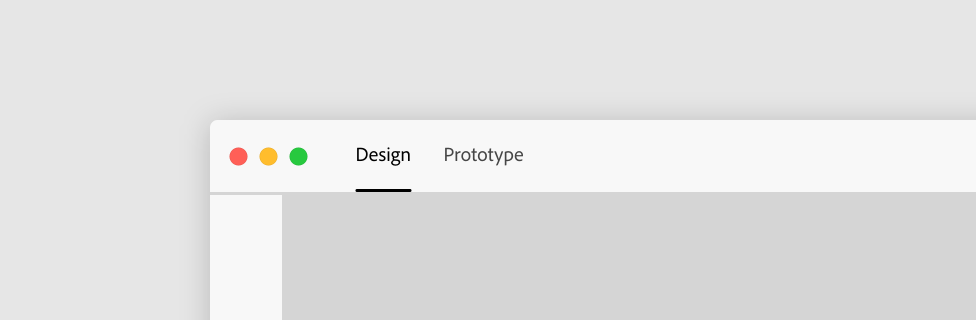 Two horizontal tabs, labels Design, Prototype. Design tab is in active state.