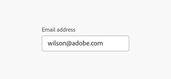 Key example displaying the standard option for a label with the text "Email address" on top of a text field with an email address as value text.