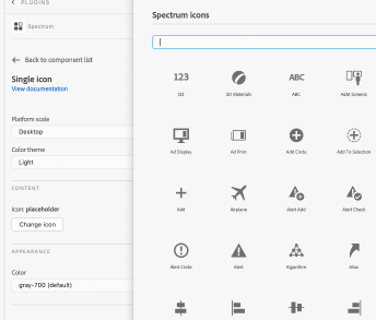 Example of Spectrum XD plugin panel showing icon picker and Spectrum icon options.