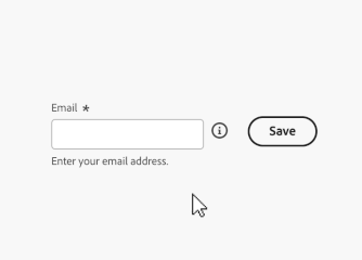 Key example of 2 tooltips in a neutral variant with a gray color, showing immediate and delayed appearance behavior. A required form field, label Email, help text, Enter your email address. One tooltip appears immediately upon hovering over an information icon to the right side of the form field, text We'll only send you updates about new features and changes to your plan. You can unsubscribe at any time. Second tooltip appears delayed after hovering on a button, label Save. Tooltip text, Saving will apply your new settings right away.